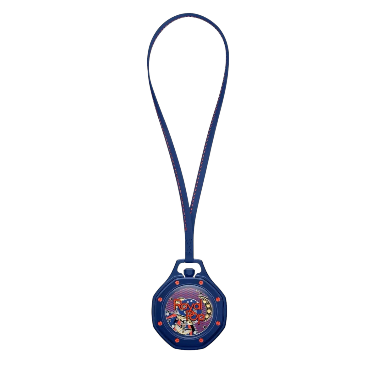JeevzPlug Audemars Piguet x Swatch Royal Pop Orenji Hachi blue bioceramic pocket watch with orange accents