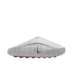 JeevzPlug Nike Mind 001 Slide in Light Smoke Grey with a sculpted one-piece upper and bright orange outsole detailing.
