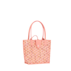 JeevzPlug Goyard Anjou Mini bag in pink multicoloured Goyardine canvas with chevron pattern and leather handles