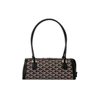 JeevzPlug Goyard Bonbonnière bag in signature Goyardine canvas with black leather trim and top handles