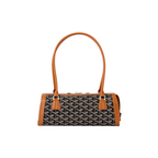 JeevzPlug Goyard Bonbonnière bag in signature Goyardine canvas with tan leather trim and structured handle