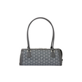 JeevzPlug Goyard Bonbonnière bag in grey Goyardine canvas with leather trim and a structured cylindrical silhouette.