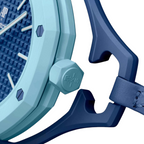JeevzPlug Audemars Piguet x Swatch Royal Pop LAN BA pocket watch in blue bioceramic with crown detail