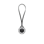 JeevzPlug AP x Swatch Royal Pop Ocho Negro black bioceramic pocket watch with a leather lanyard on a white background.