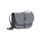 JeevzPlug Goyard Belvedere PM bag in grey Goyardine canvas with leather trim and adjustable shoulder strap