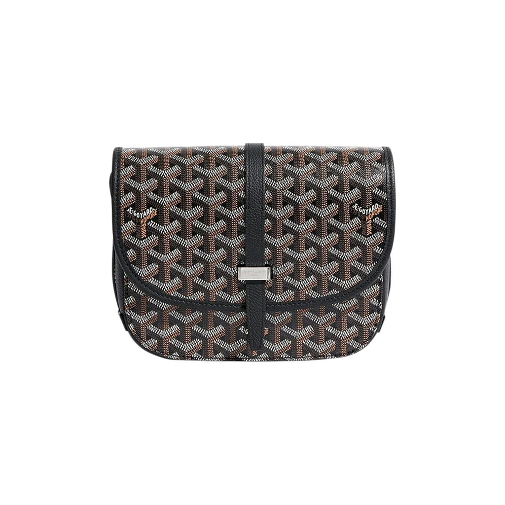 JeevzPlug Goyard Belvedere PM bag in black Goyardine canvas with leather trim and silver hardware