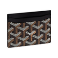 JeevzPlug Goyard black cardholder featuring the iconic chevron print and a central logo detail