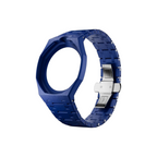 JeevzPlug blue bioceramic watch case and strap with an octagonal silhouette designed for the Orenji Hachi watch.