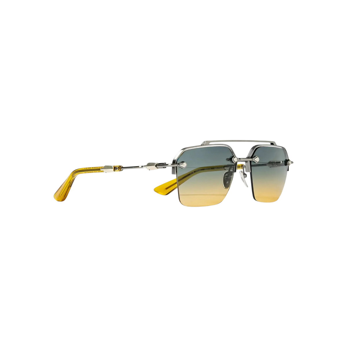 JeevzPlug Chrome Hearts Bidi Esem sunglasses with pewter frames, rimless gradient lenses, and translucent malt tips.