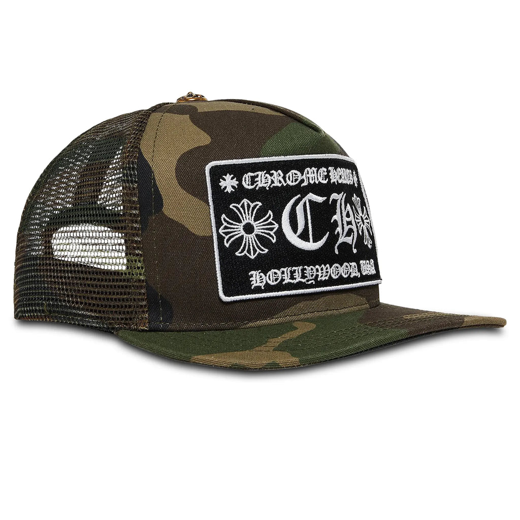 Chrome Hearts CH Hollywood Camo Green Trucker Cap