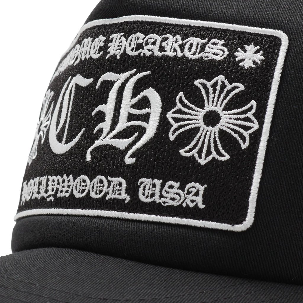 Chrome Hearts CH Hollywood Usa Black Trucker Cap