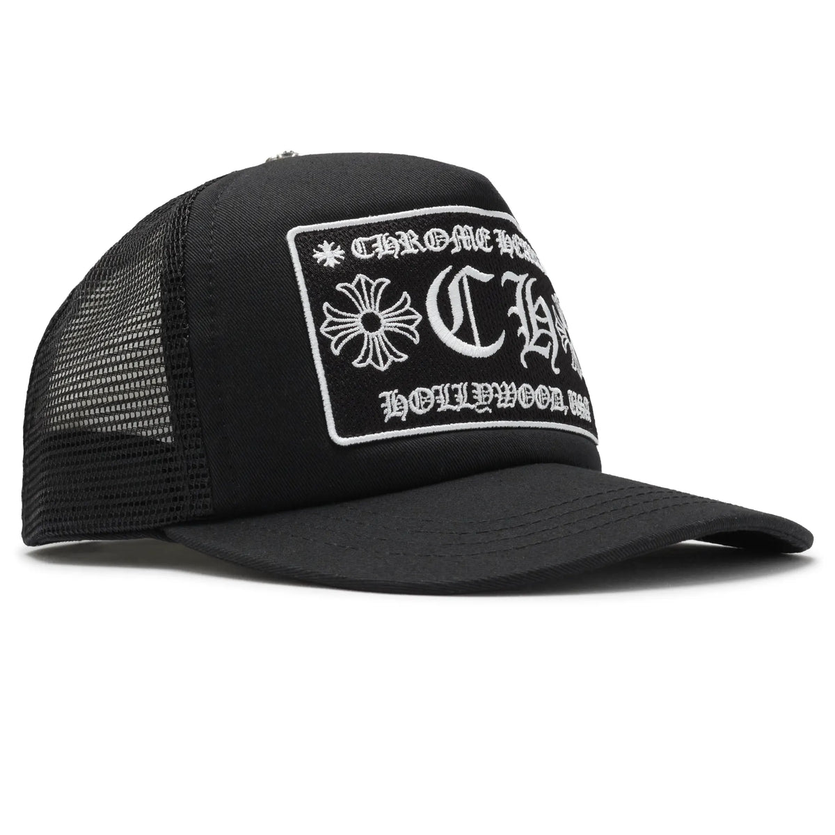 Chrome Hearts CH Hollywood Usa Black Trucker Cap