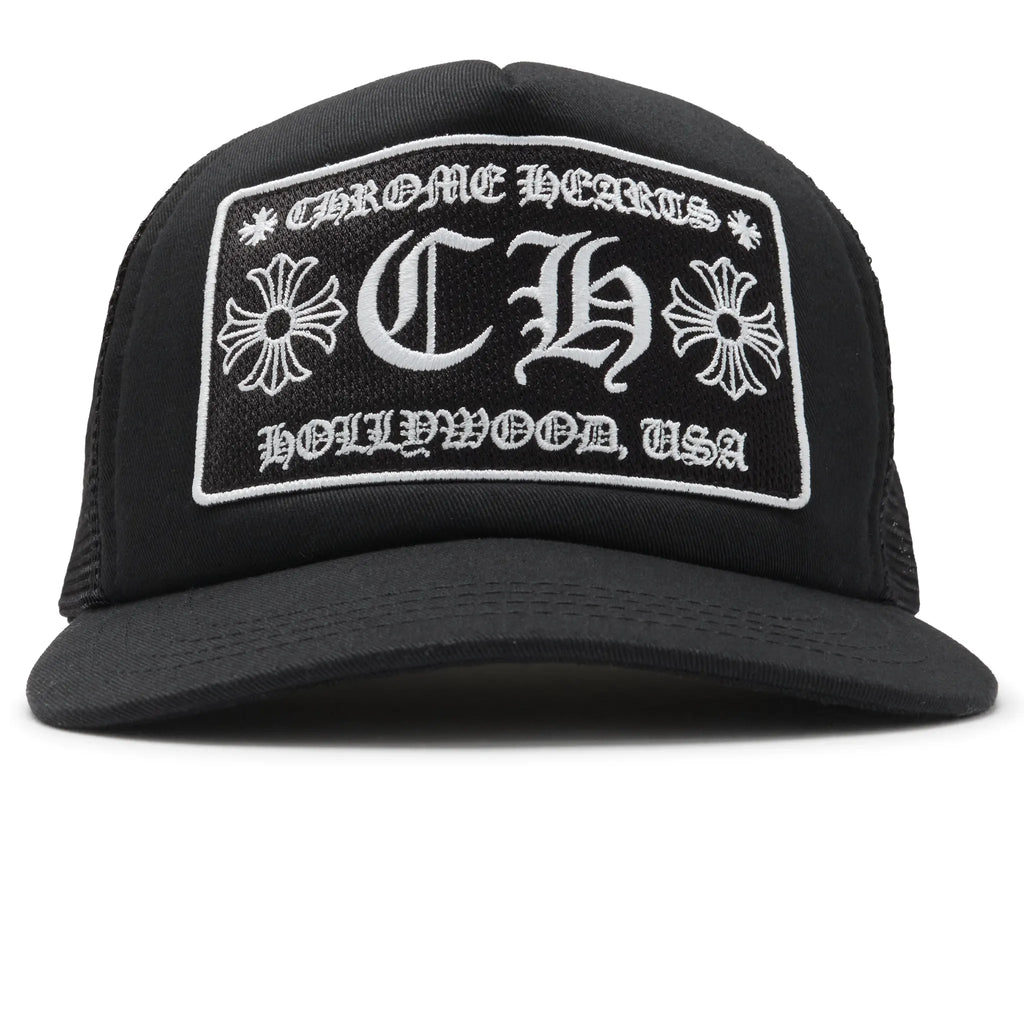 Chrome Hearts CH Hollywood Usa Black Trucker Cap