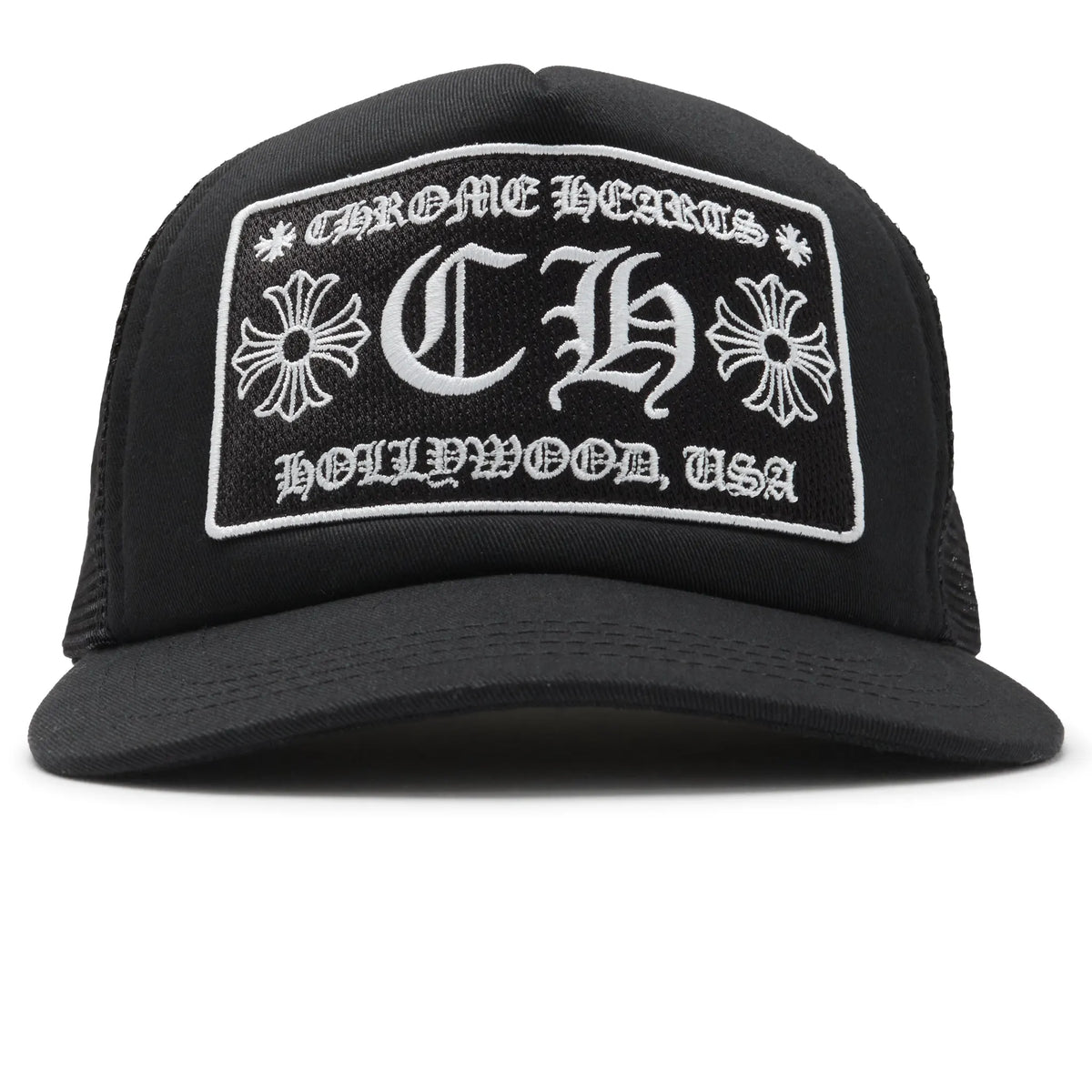 Chrome Hearts CH Hollywood Usa Black Trucker Cap