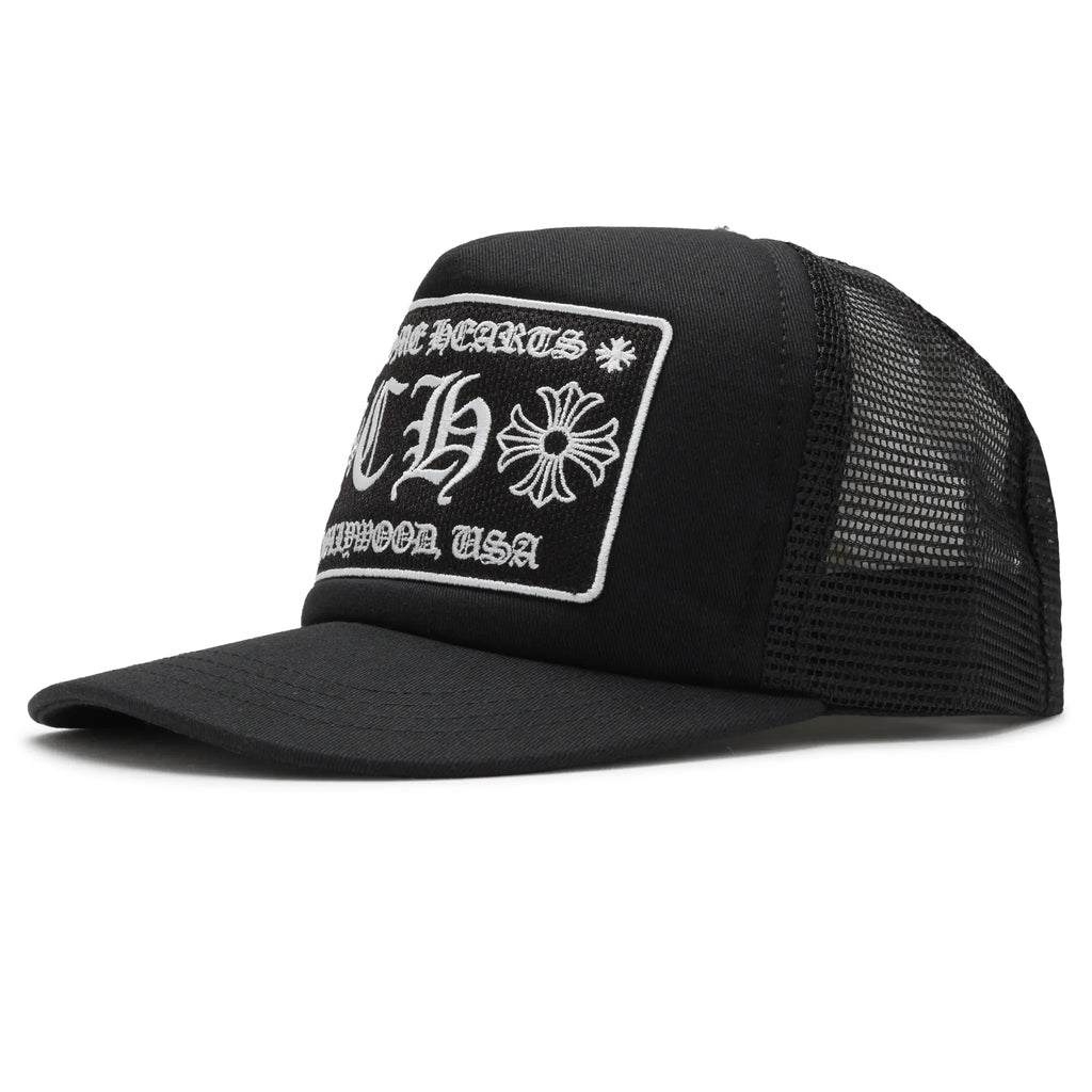 Chrome Hearts CH Hollywood Usa Black Trucker Cap