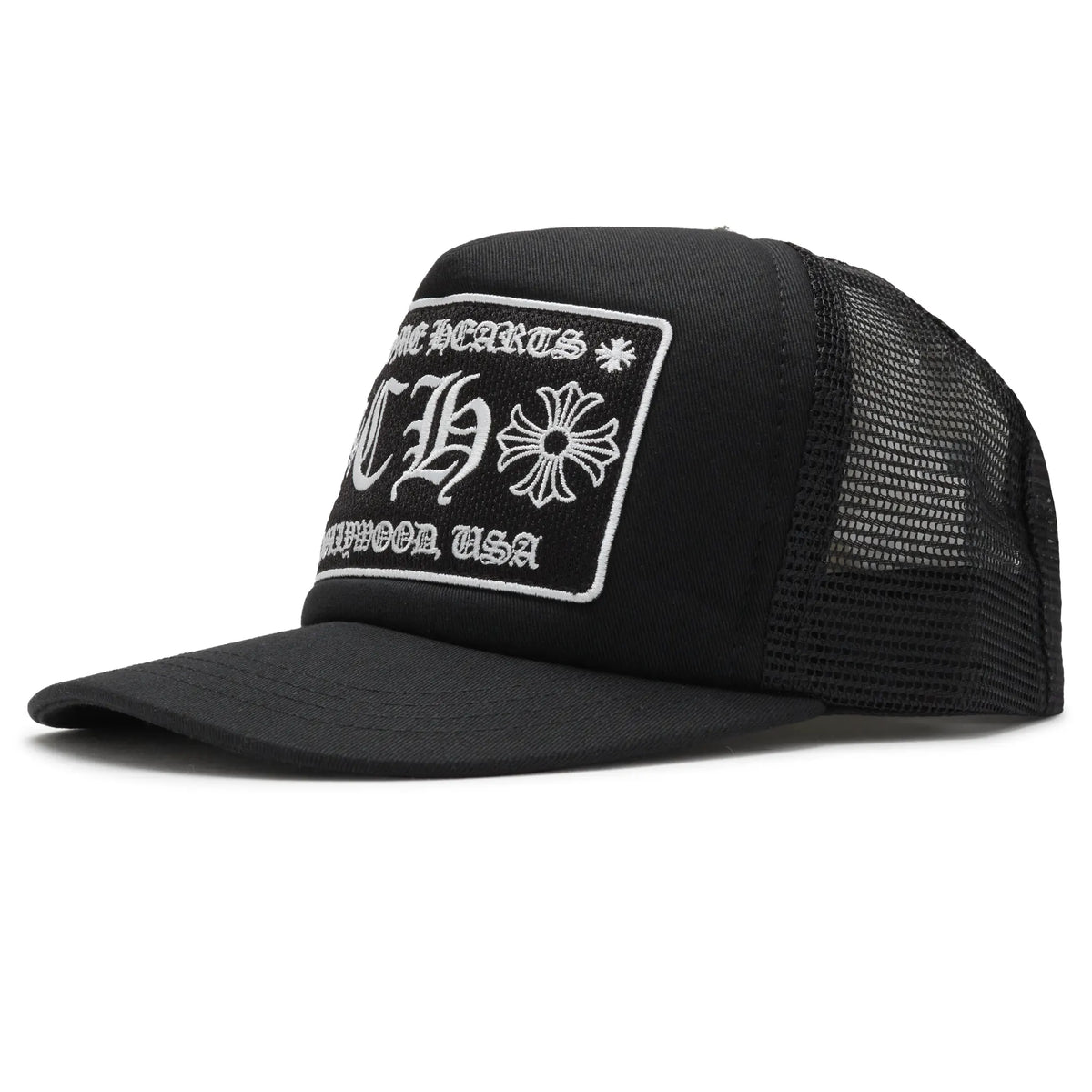 Chrome Hearts CH Hollywood Usa Black Trucker Cap