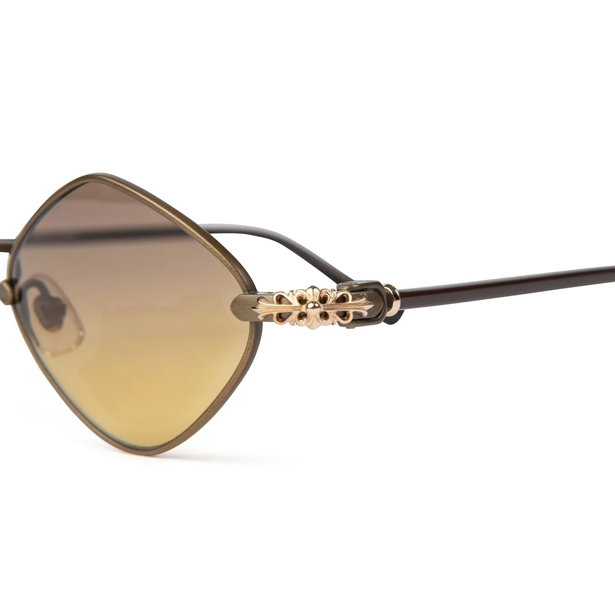 JeevzPlug Chrome Hearts Diamond Dog sunglasses with light brown gradient lenses and sterling silver floral temple detail