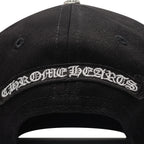 Chrome Hearts Embroidered Scroll Black White Baseball Cap