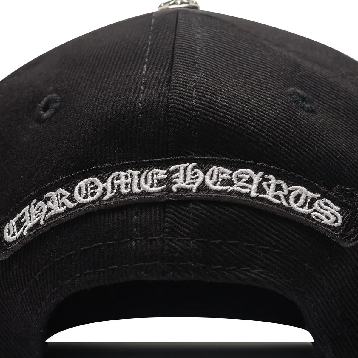 Chrome Hearts Embroidered Scroll Black White Baseball Cap