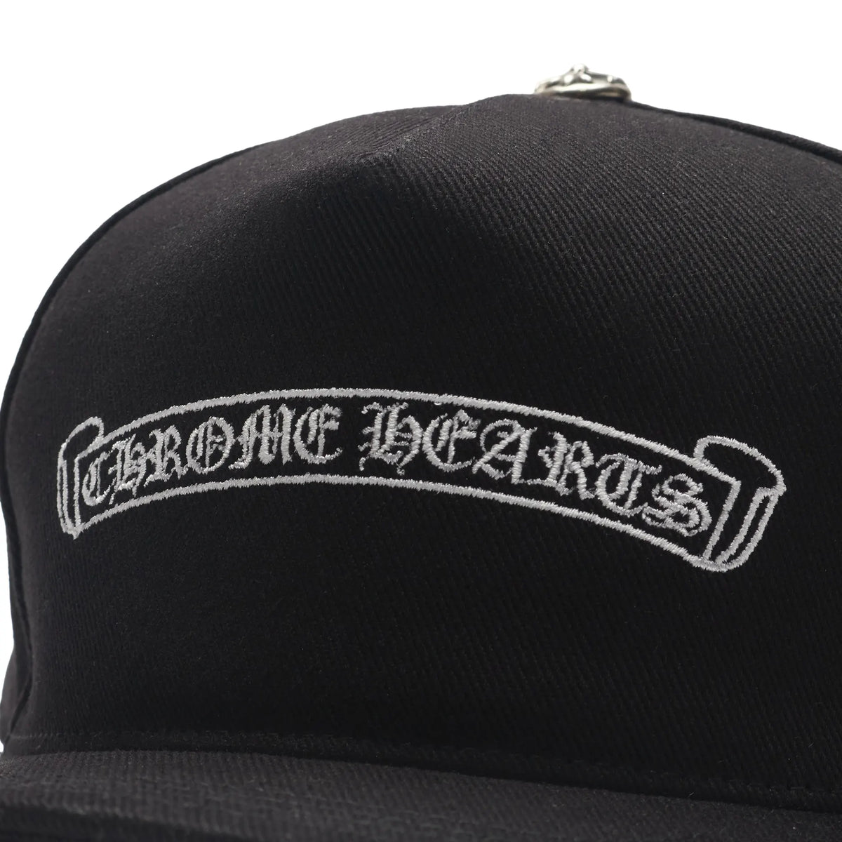 Chrome Hearts Embroidered Scroll Black White Baseball Cap