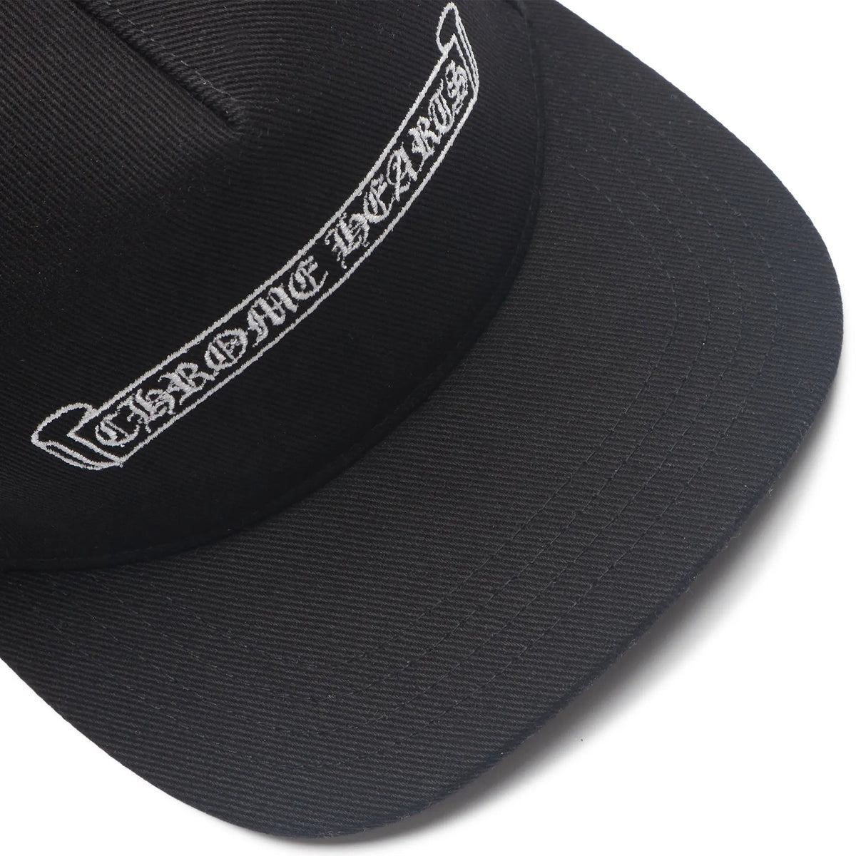 Chrome Hearts Embroidered Scroll Black White Baseball Cap