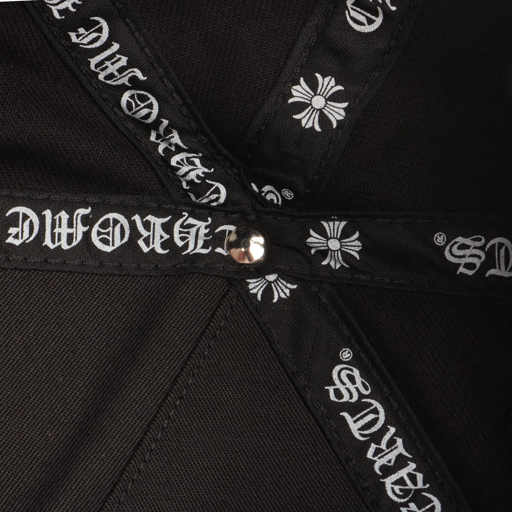 Chrome Hearts Embroidered Scroll Black White Baseball Cap