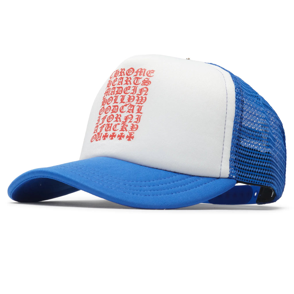 Chrome Hearts Eyechart Blue White Red Trucker Cap