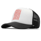 Chrome Hearts Eyechart Black White Red Trucker Cap