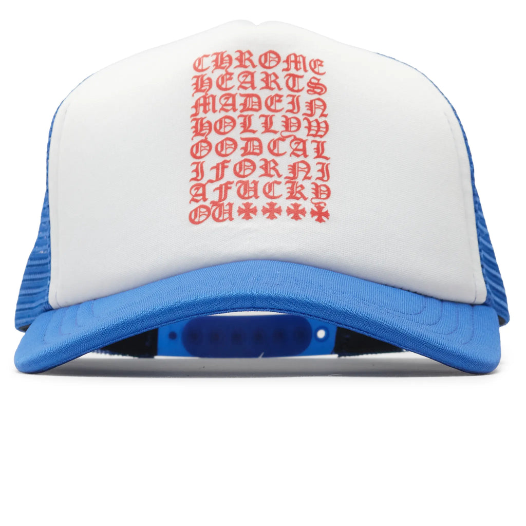 Chrome Hearts Eyechart Blue White Red Trucker Cap