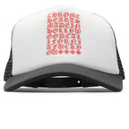 Chrome Hearts Eyechart Black White Red Trucker Cap