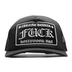 Chrome Hearts Fuck Hollywood Black Trucker Cap