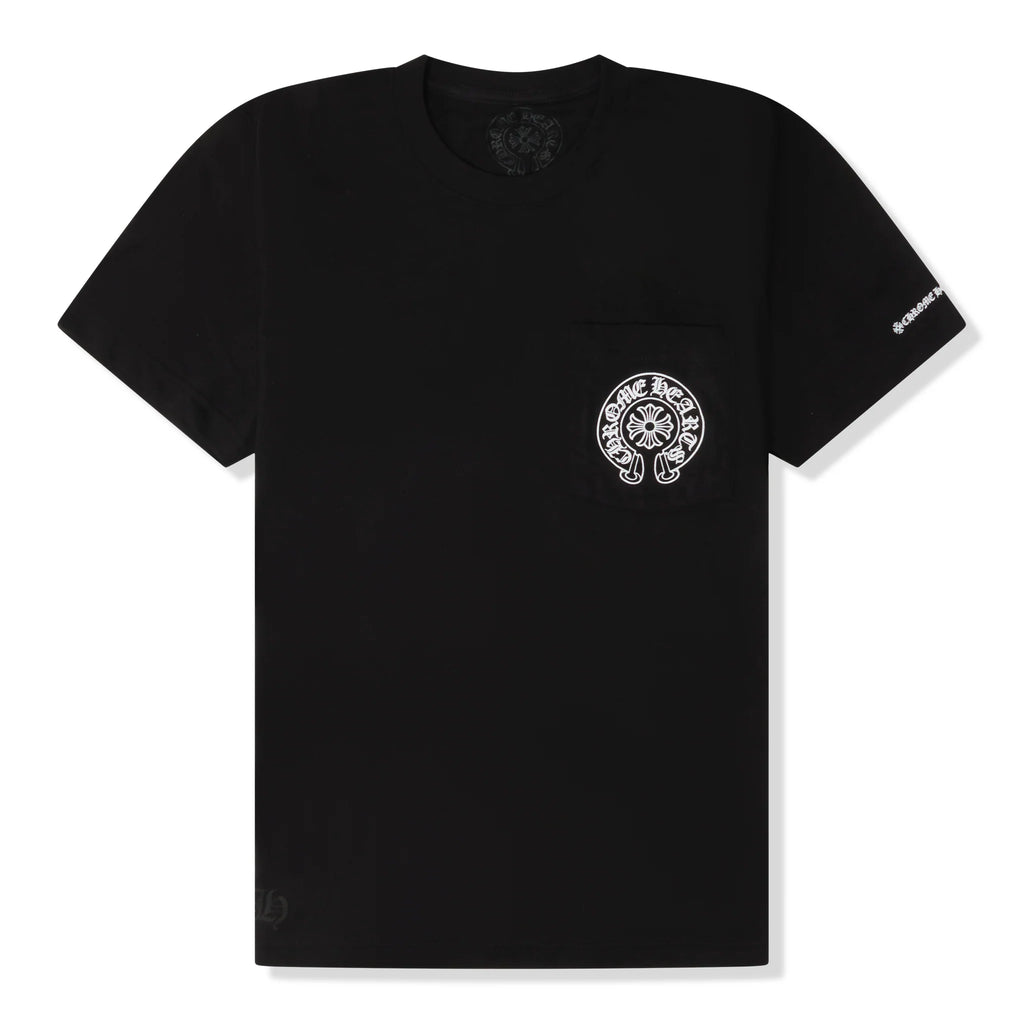 Chrome Hearts Horse Shoe Pocket Logo Black T Shirt