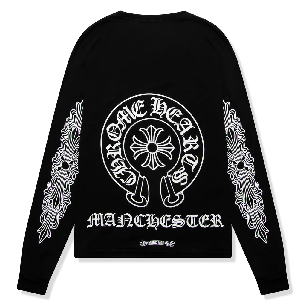 Chrome Hearts Manchester Exclusive Horse Shoe Pocket Logo L/S Black T Shirt