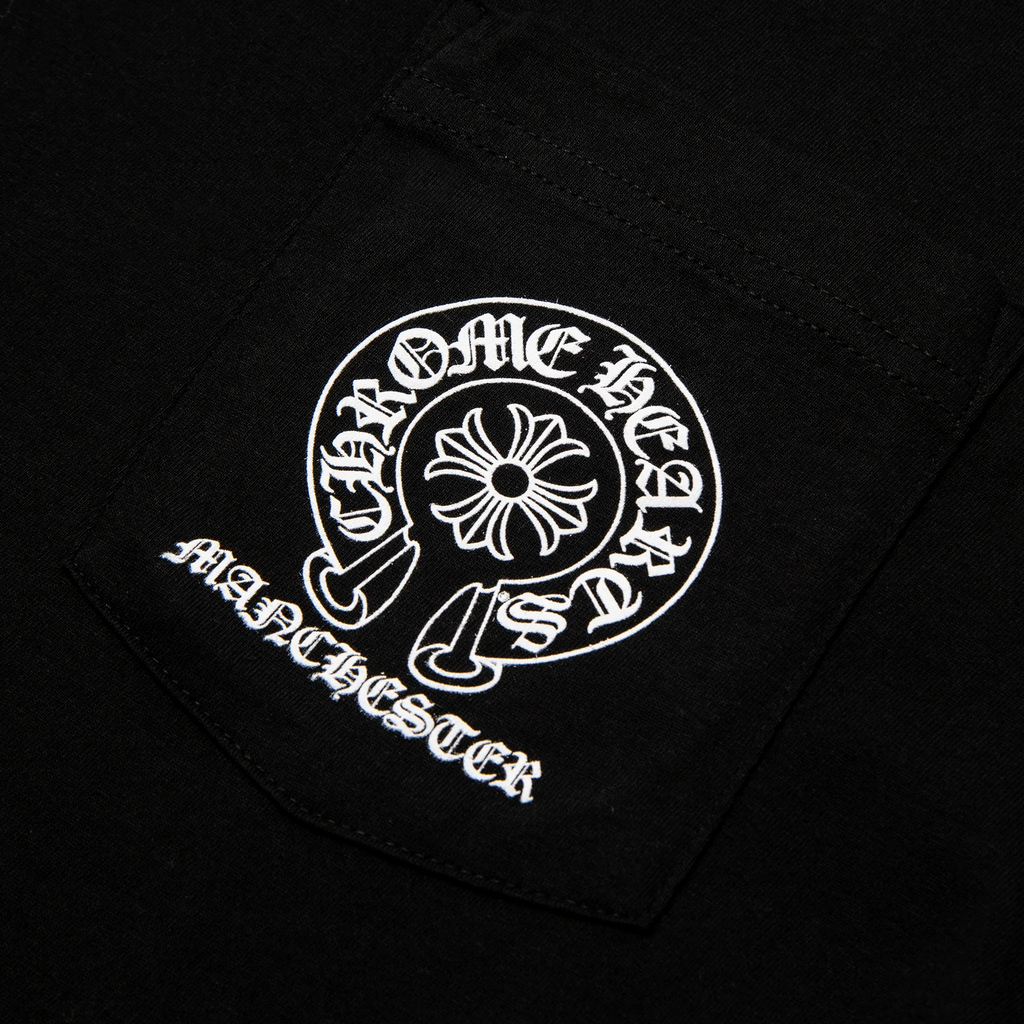 Chrome Hearts Manchester Exclusive Horse Shoe Pocket Logo L/S Black T Shirt