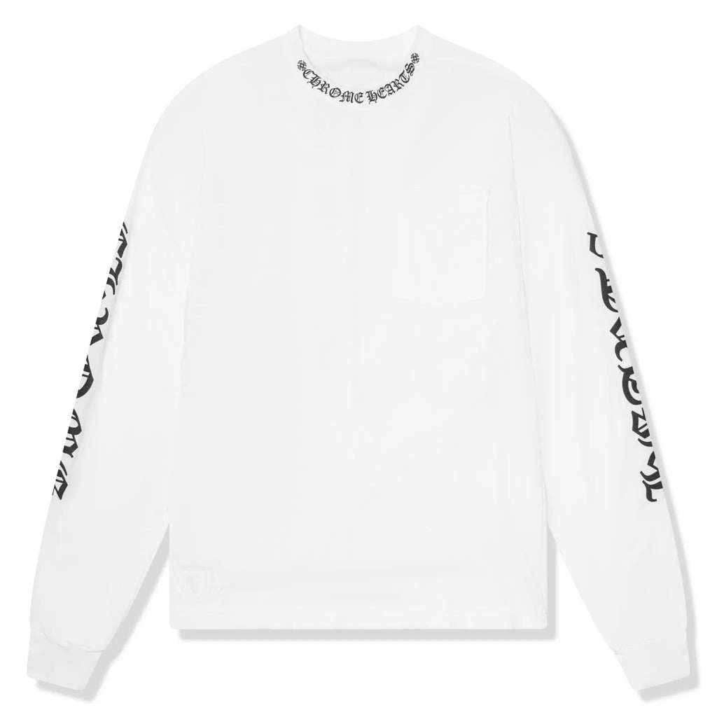 Chrome Hearts 1988 Neck Logo L/S White Black T Shirt