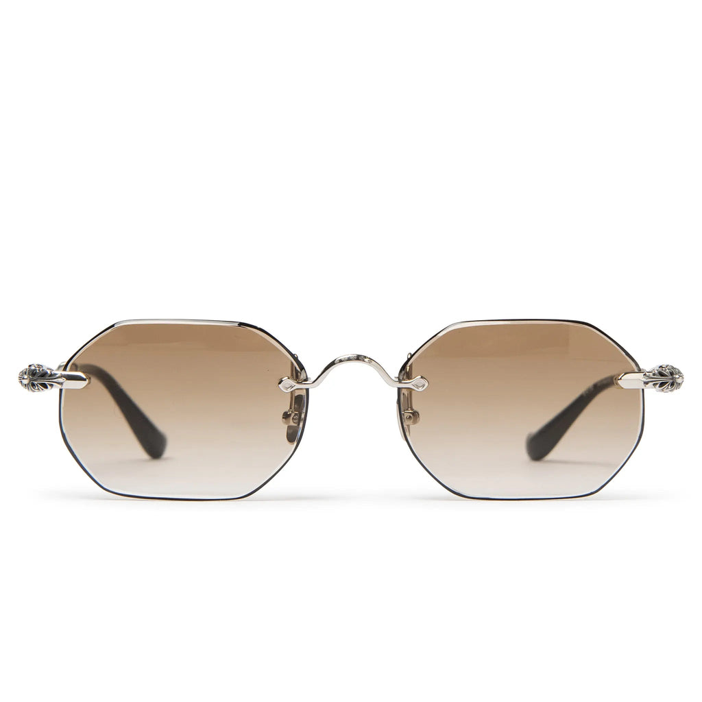 Chrome Hearts Pills III Custom Silver Brown Diamond Cut Sunglasses