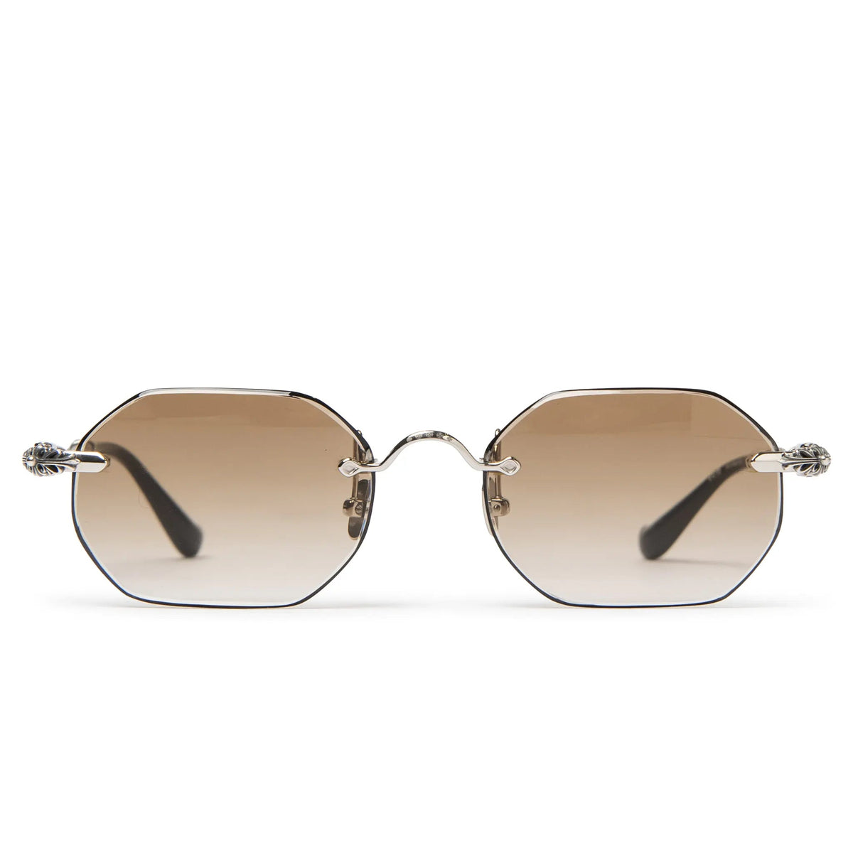 Chrome Hearts Pills III Custom Silver Brown Diamond Cut Sunglasses