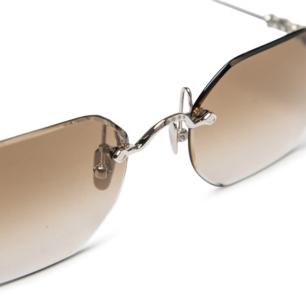 Chrome Hearts Pills III Custom Silver Brown Diamond Cut Sunglasses