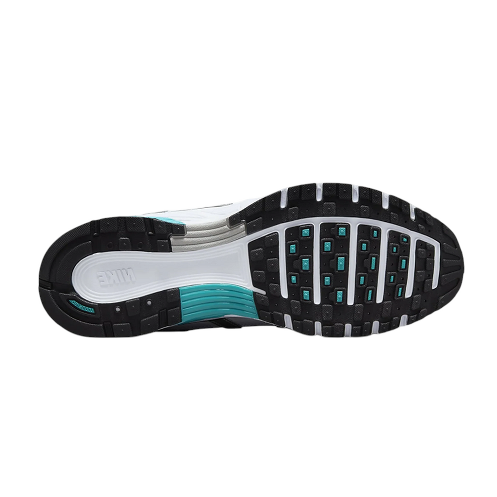 JeevzPlug Nike P-6000 Dusty Cactus sneaker outsole featuring black rubber tread with teal and white accents
