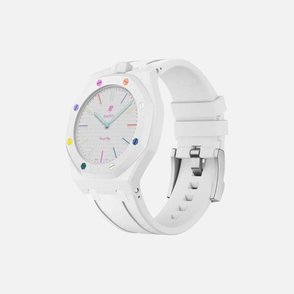 Huit Blanc Swatch x AP Royal Pop Rubber Case-Strap