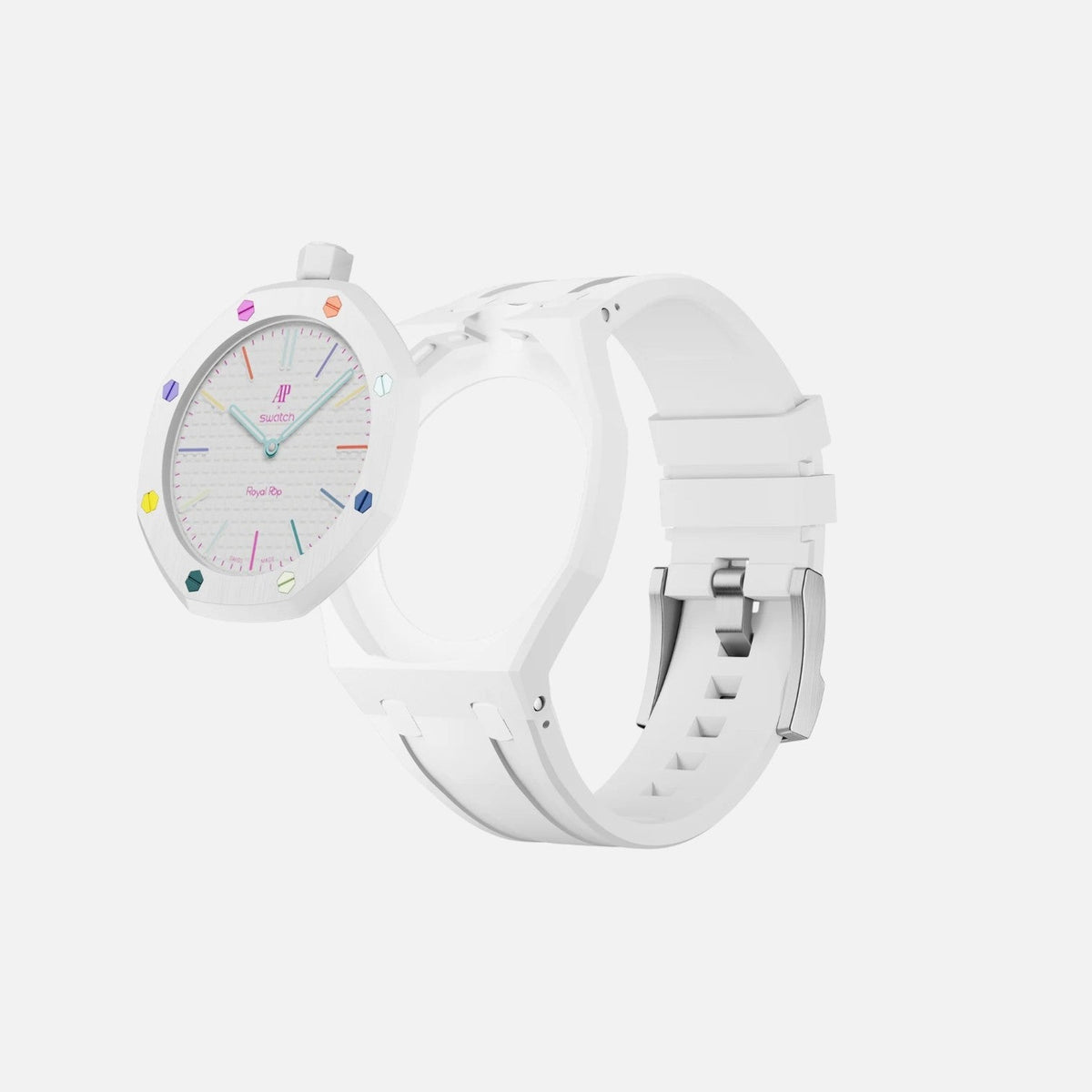 Huit Blanc Swatch x AP Royal Pop Rubber Case-Strap