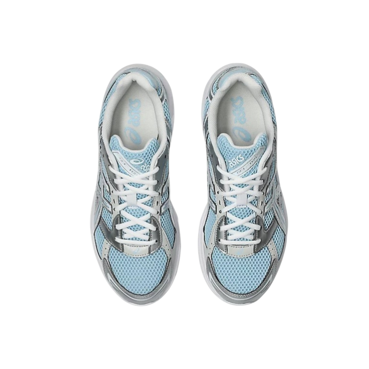 JeevzPlug ASICS Gel-1130 sneakers in faded denim blue and pure silver with breathable mesh and metallic overlays