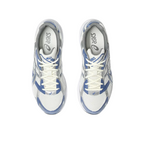JeevzPlug ASICS Gel-1130 Cream Blueberry sneakers featuring cream mesh and blue synthetic leather top-down view