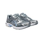 JeevzPlug ASICS Gel-1130 sneakers in gravel grey mesh and metallic silver synthetic overlays with GEL cushioning.