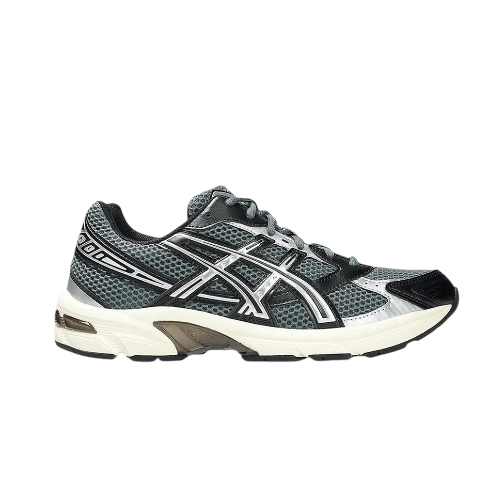 JeevzPlug ASICS Gel-1130 sneakers in steel grey and black with mesh uppers and GEL cushioning for comfort.