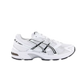JeevzPlug ASICS Gel-1130 sneaker in white mesh with black accents and synthetic leather overlays, side profile view.