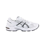 JeevzPlug ASICS Gel-1130 sneaker in white mesh with black accents and synthetic leather overlays, side profile view.