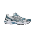 JeevzPlug ASICS Gel-1130 sneakers in white and shark skin blue with mesh upper and metallic silver accents