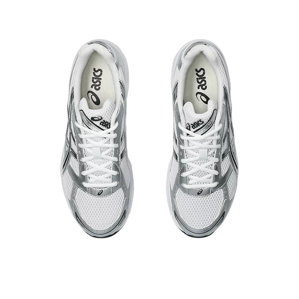 JeevzPlug ASICS Gel-1130 sneakers in white and pure silver with breathable mesh and synthetic leather overlays