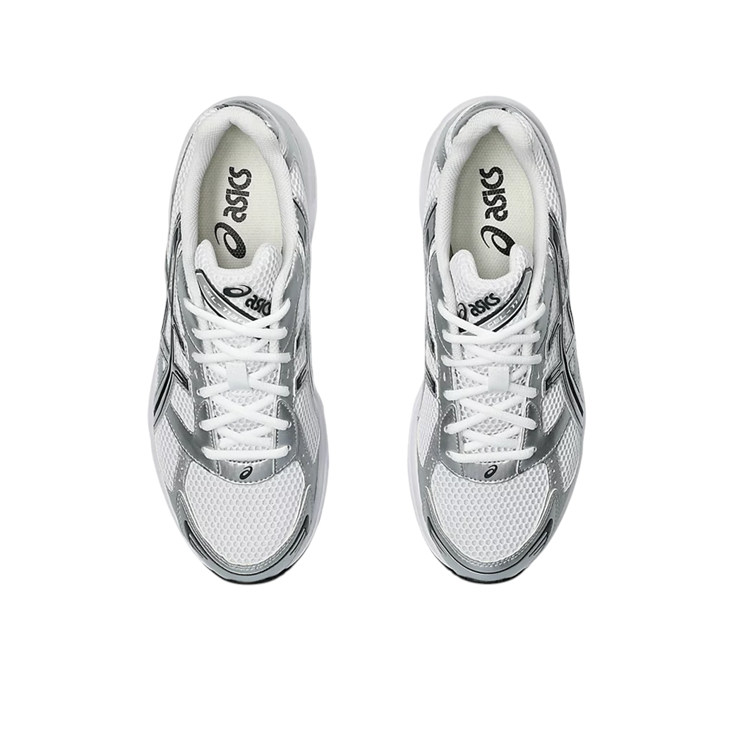 JeevzPlug ASICS Gel-1130 sneakers in white and pure silver with breathable mesh and synthetic leather overlays